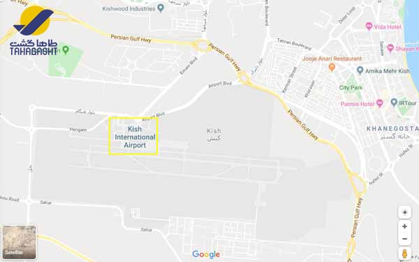 موقعیت فرودگاه کیش در نقشه گوگل