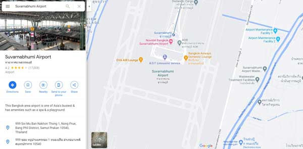 موقعیت فرودگاه بانکوک در نقشه